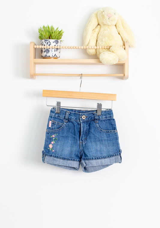 OshKosh 6 Blue Denim Shorts with Embroidery - Whimsy