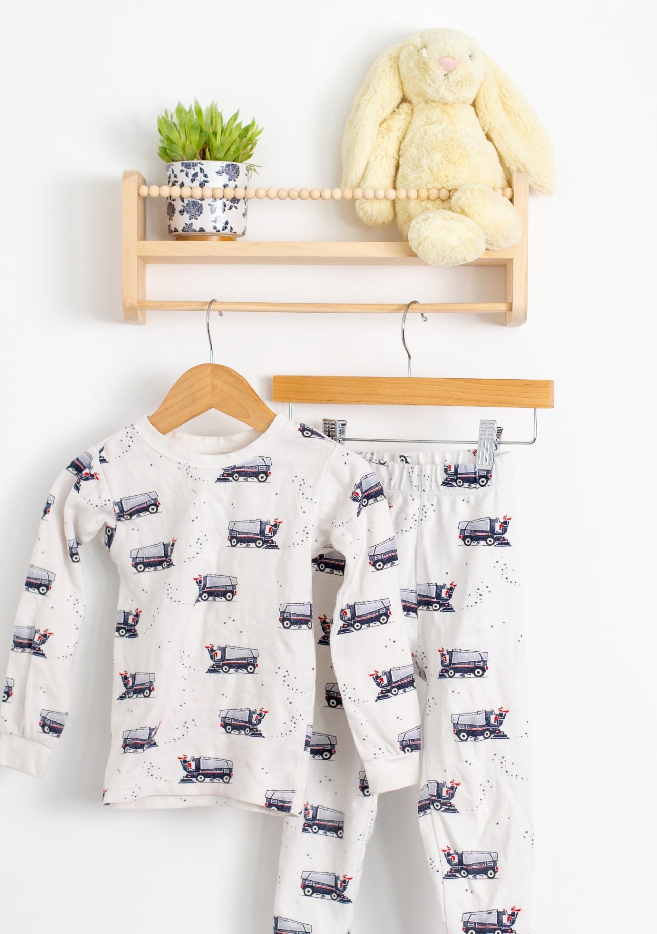 Petit Lem 4 White with Zamboni Print PJs - Whimsy