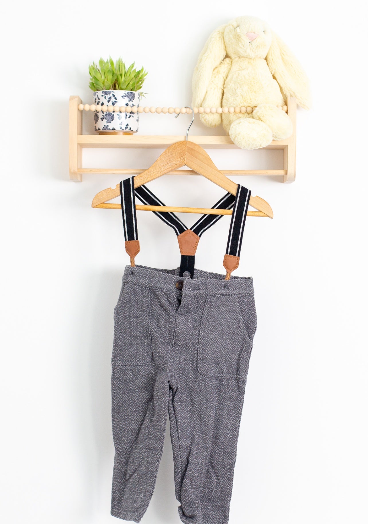 Joe Fresh 18-24M Grey Pants with Suspenders - Whimsy