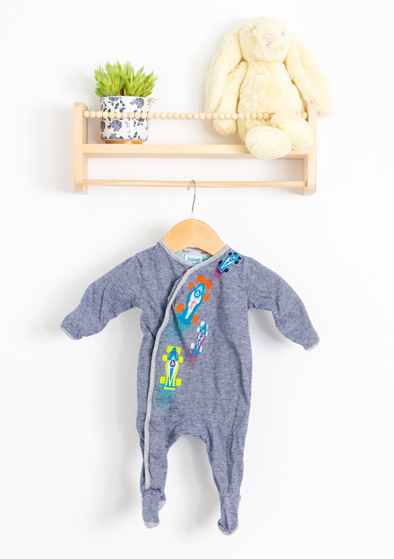 Baker by Ted Baker 0-3M Gray Race Car Onesie - Whimsy