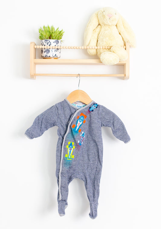 Baker by Ted Baker 0-3M Gray Race Car Onesie - Whimsy