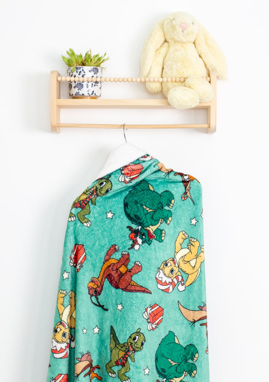 AA Mills Twin Turquoise Land Before Time Fleece Blanket - Whimsy