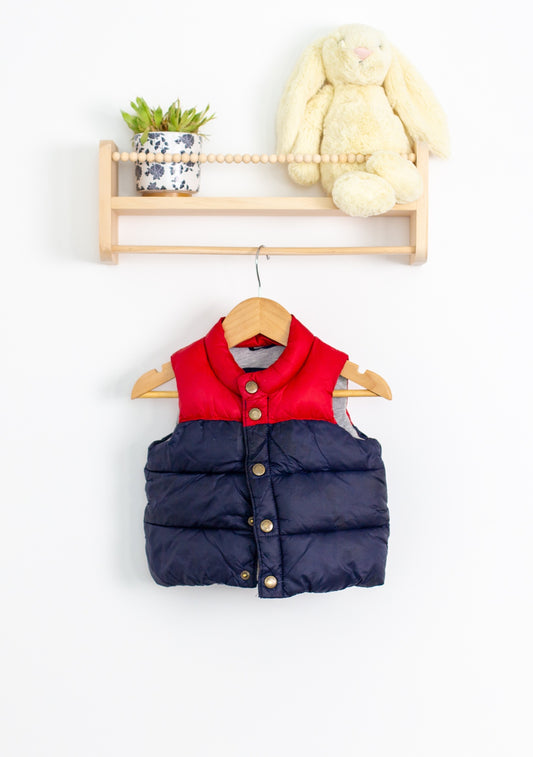 Electrik Kidz 6-12M Red and navy blue Puffer Vest - Whimsy