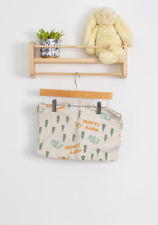Baby Beige, Green, Orange Fleece Receiving Blanket - Whimsy