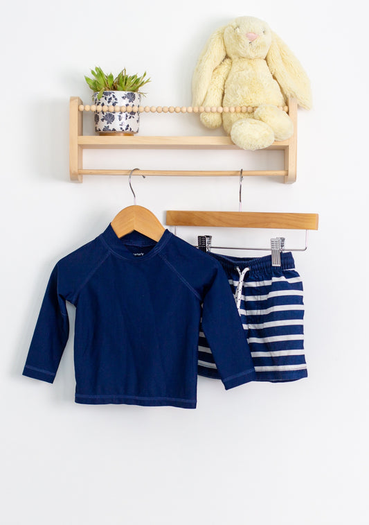 Carters 12M Navy Blue and White Swimset - Whimsy