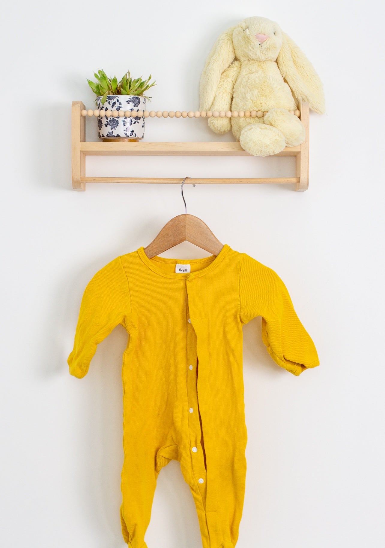 Unknown 6-9M Yellow Ribbed Sleeper - Whimsy