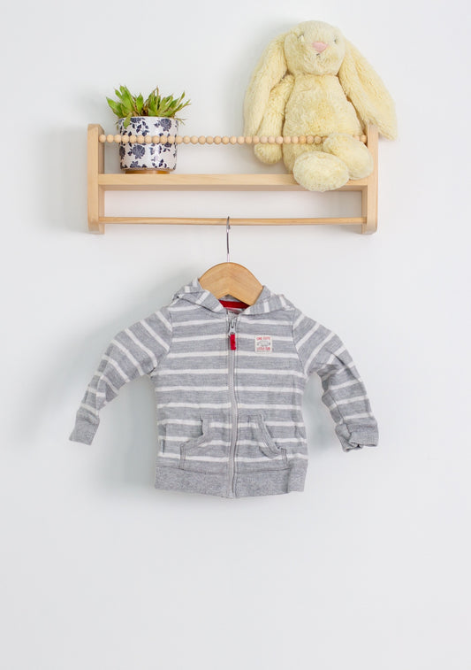 Carters 9M Gray and White Striped Hoodie - Whimsy