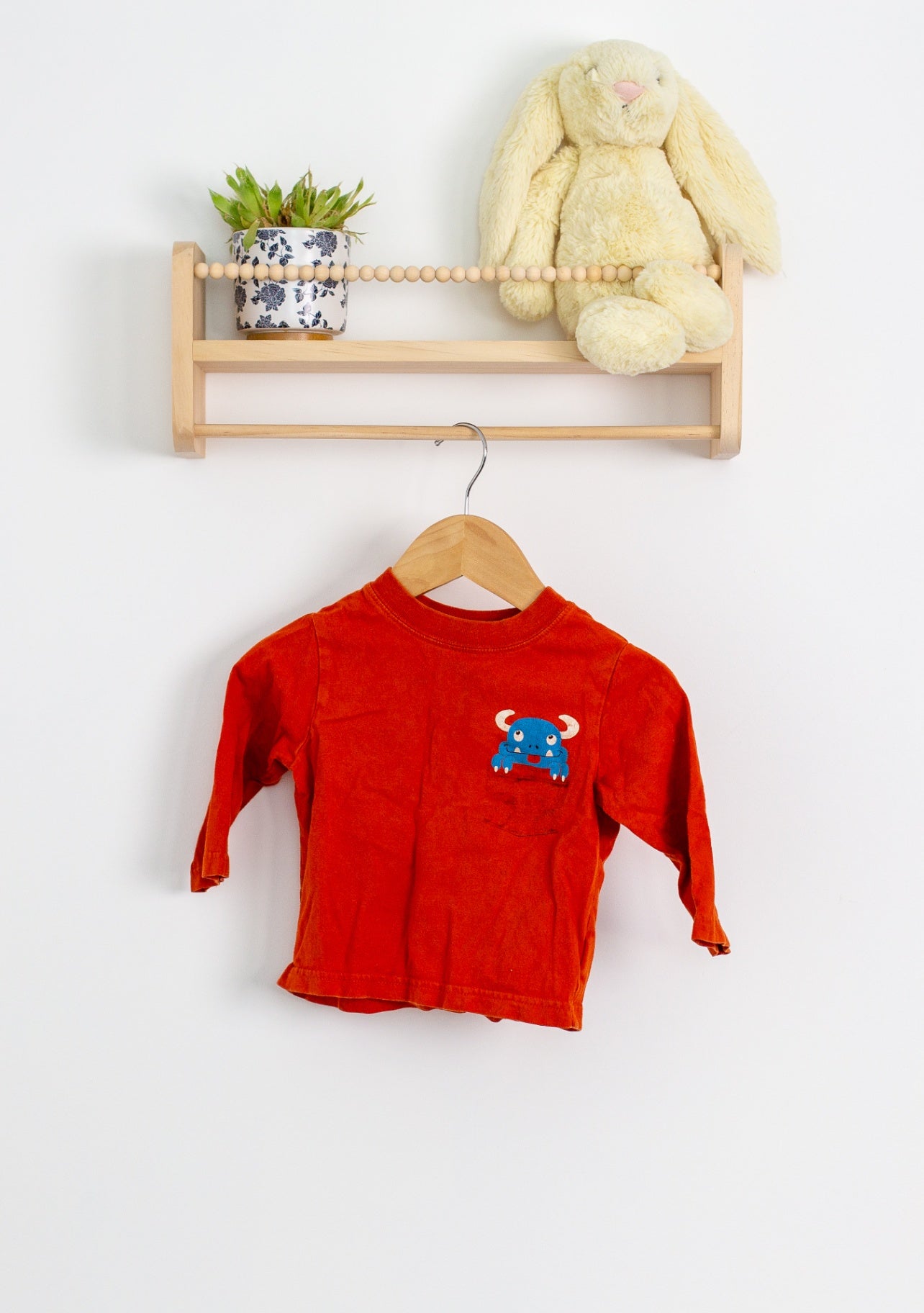 Childrens Place 6-9M Red/Orange Long Sleeve Monster Shirt - Whimsy