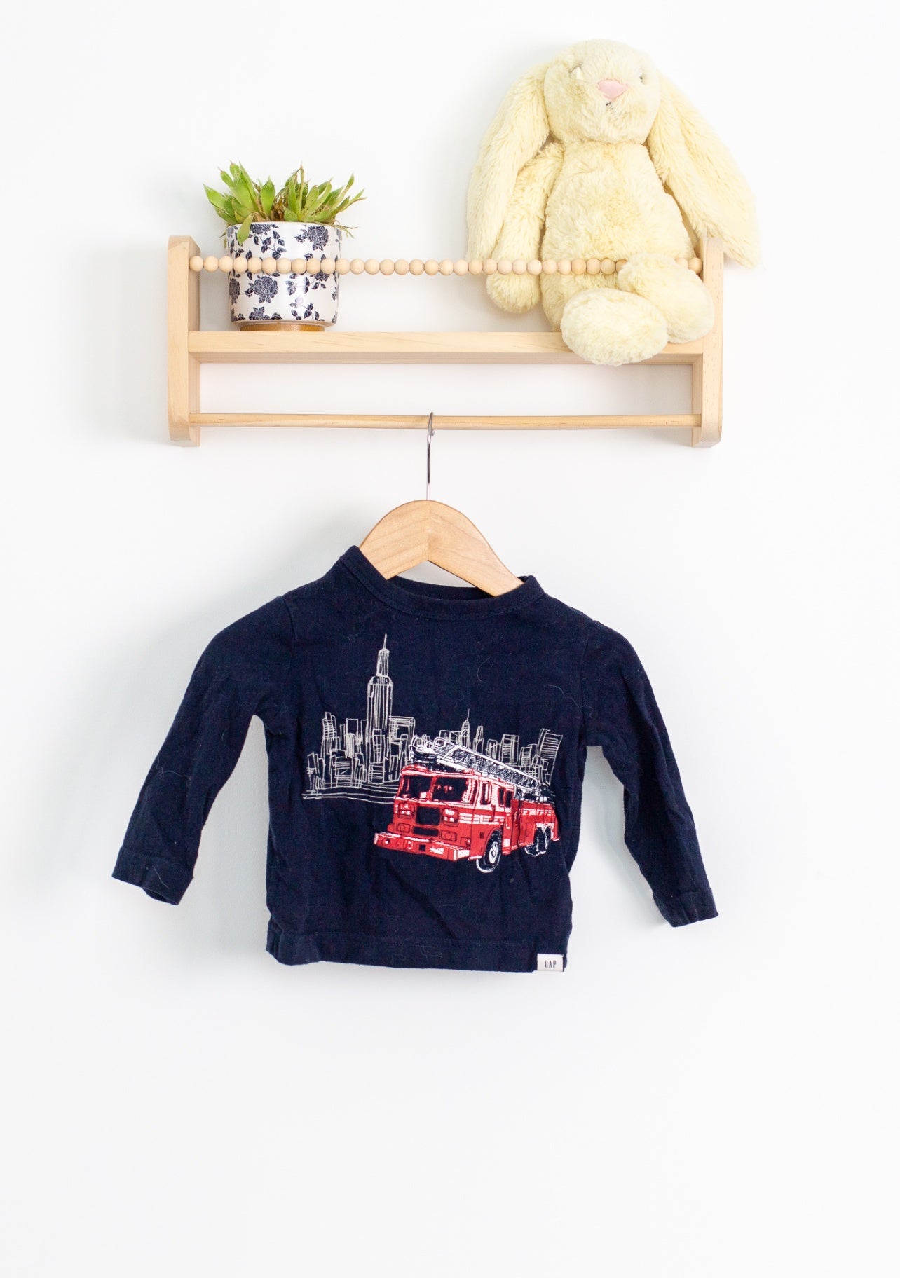 GAP 6-12M Navy blue Firetruck Shirt - Whimsy