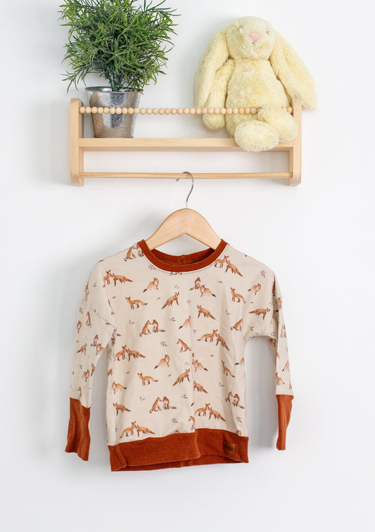 Calabee Creations 12M-3T Beige and Rust Fox Sweater GWM