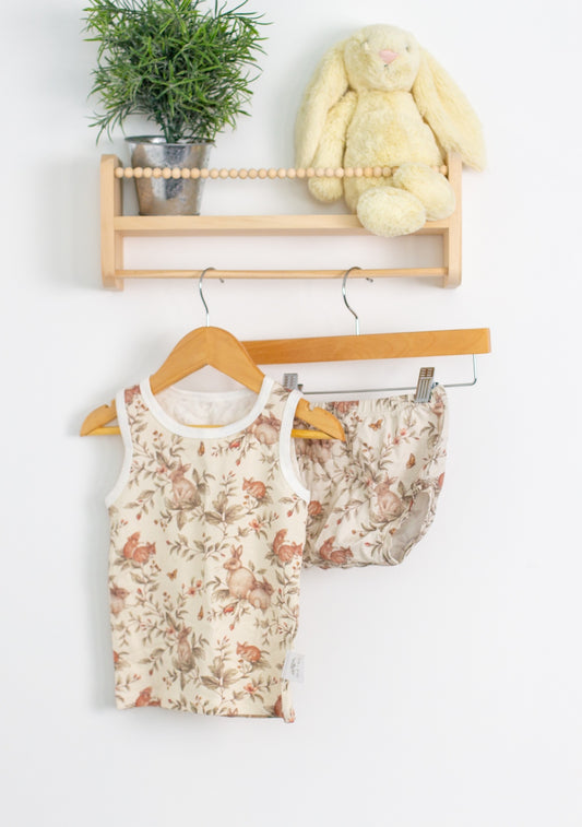 ISLA + BO 3T Beige with Bunny Print Tank Set