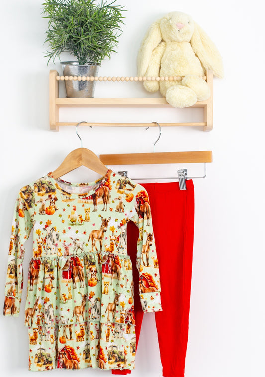 Glimmers 3T Multicolor Farm Outfit with leggings