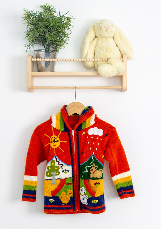 Peruvian Knit 3T Orange Sweater