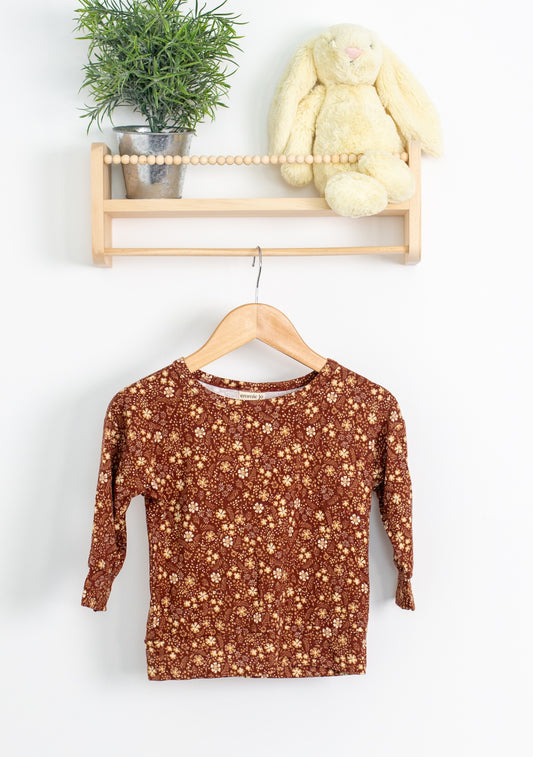 Emmie Jo 2-3Y Brown with cream floral pattern Light Pullover