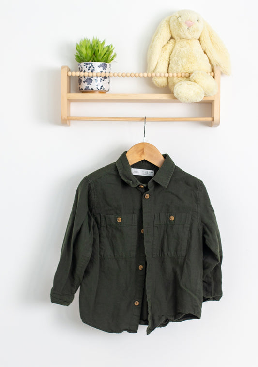 Zara 3-4Y Olive green Flannel Shirt