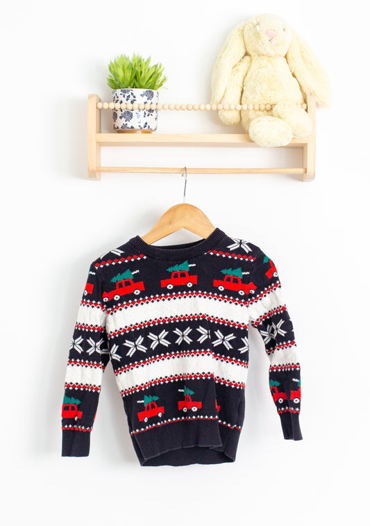 Andy & Evan 4T Black, Red, White, Green Knit Christmas Pullover