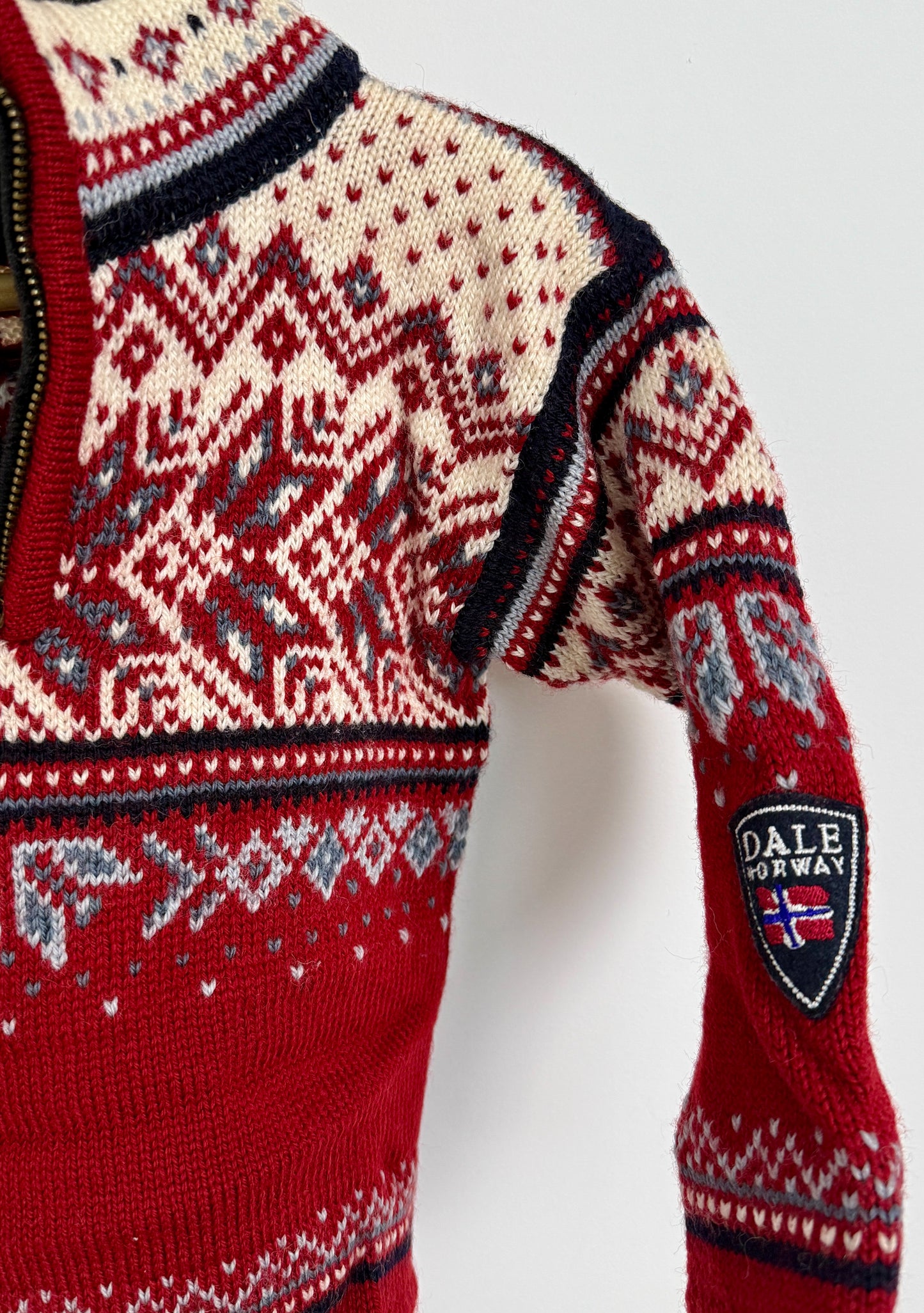 Dale of Norway 2 Red and Cream Wool Sweater