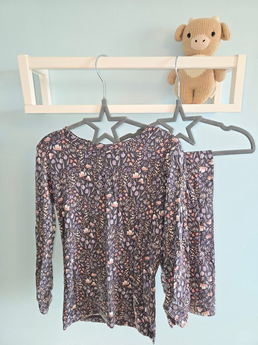 3T Early Grey Dark Foral Bamboo Jammies